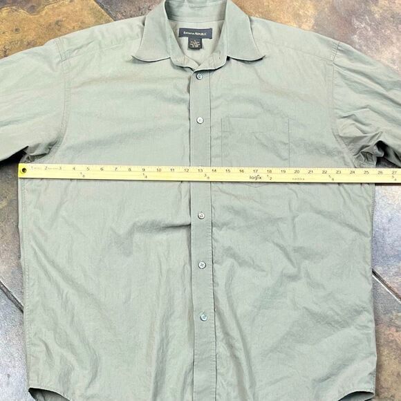 Banana Republic Long Sleeve 100% Cotton Green Button Down Dress Shirt Large - Picture 4 of 9